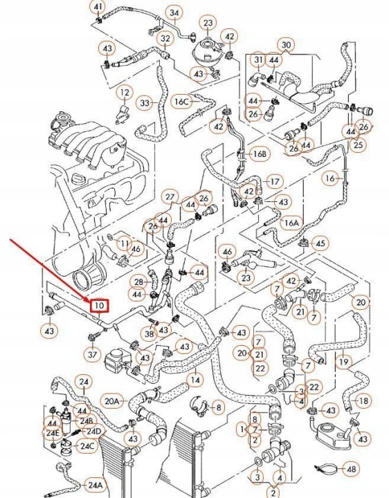 FIL LIQUIDE REFROIDISSEMENT MOTEUR AUDI A3 8L 06A121065AK ORIGINAL