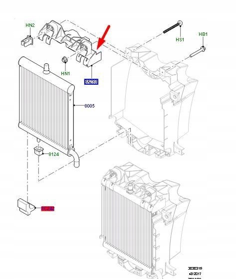 POIGNÉE SUPÉRIEUR RADIATEUR LAND ROVER RANGE ROVER