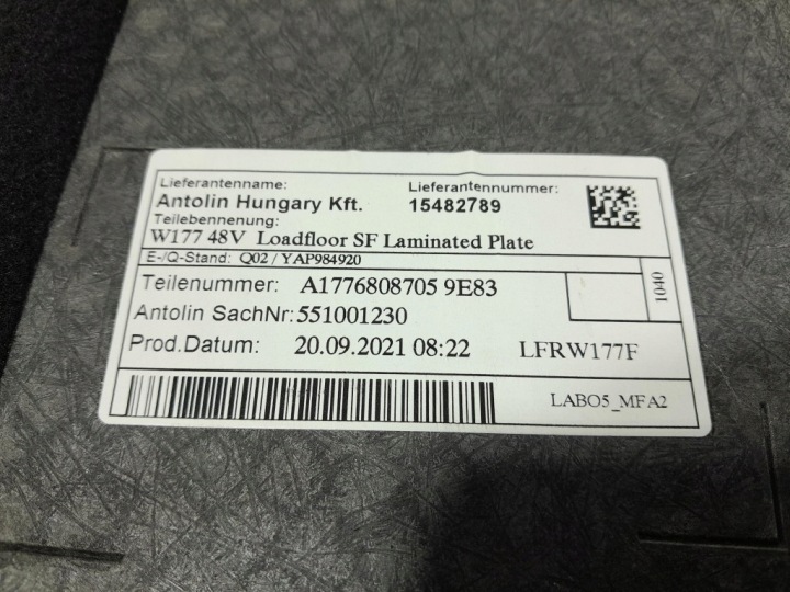 MERCEDES A W177 HAYON REVÊTEMENT PLANCHER COUVERCLES DE COFFRE A1776808705