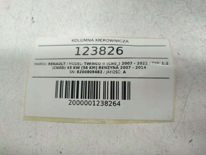 COLONNE DIRECTION SUPPORT ÉLECTRIQUE RENAULT TWINGO II 6820000115