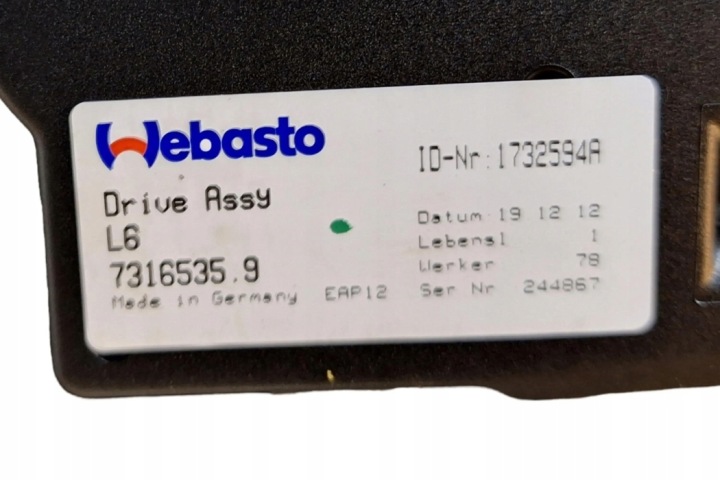 TOIT OUVRANT BMW 7 (F01, F02) 7903816 3.0L DIESEL 2013