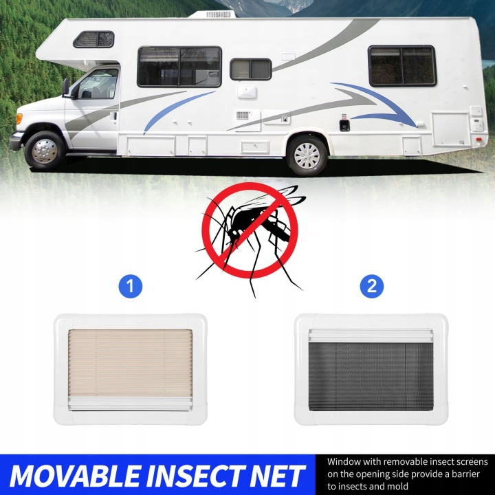 VITRE UCHYLNE VERS CAMPING-CAR REMORQUES 20 X 14 ÉTRIERS MOUSTIQUAIRE STORE