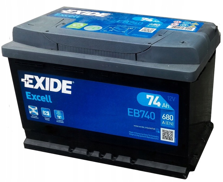 BATERÍA EXIDE EXCELL 12V 74AH 680A P+ EB740 MOZLIWY TRANSPORTE ADICIONAL MONTAJE 