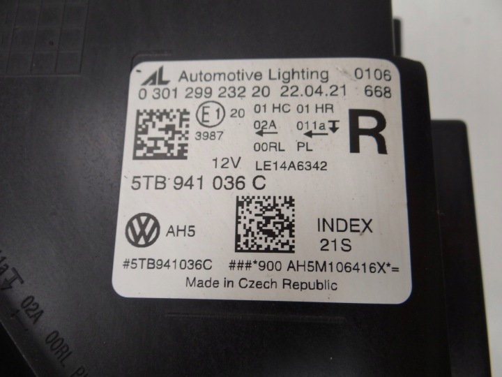 PHARE DROITE PROJECTEUR LED VW TOURAN 5TB 2015- 5TB941036C