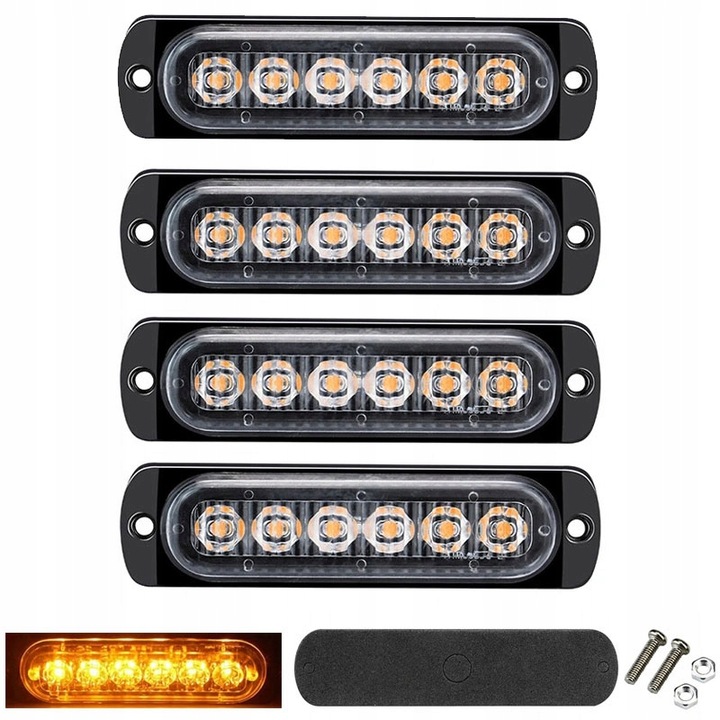 4 PIECES 6 LED WARNING STROBOSKOP AID CAR TRAILER 