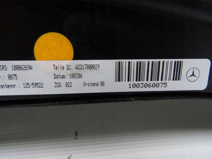 TOIT OUVRANT VITRE TOIT A2217800029 MERCEDES S320 W221 S-KLASA
