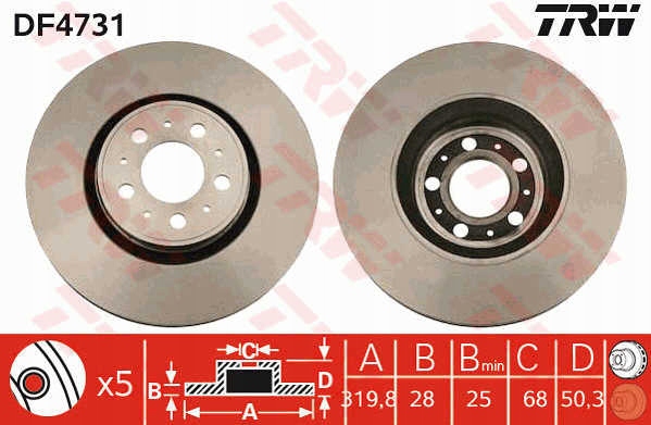 DISCOS ZAPATAS PARTE DELANTERA TRW VOLVO V70 II 