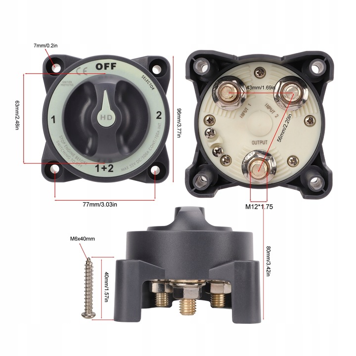 CONMUTADOR BATERÍA 500A 32V DC 