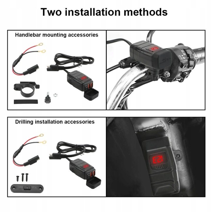 ROJO STYL DOBLE DISPOSITIVO DE CARGA USB DO MOTOCYKLA 