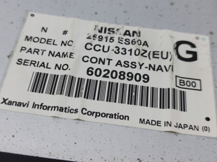 2007 NISSAN MURANO Z50 LECTEUR DE CARTE NAVIGATION 25915ES60A