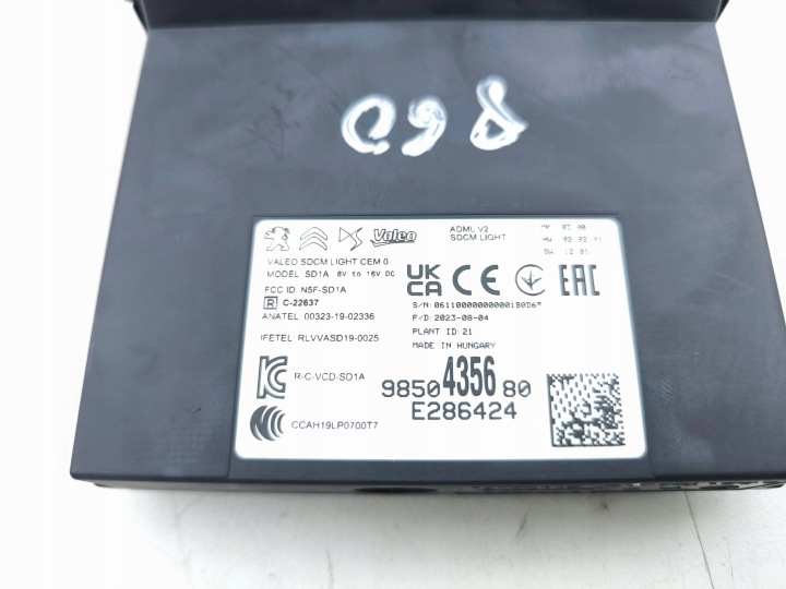PEUGEOT 2008 II MODULE DE COMMANDE D'ÉCLAIRAGE (LCM) 2023 9850435680