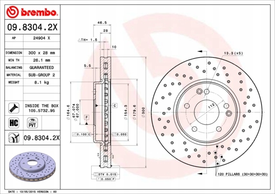 DISCOS ZAPATAS PARTE DELANTERA BREMBO MERCEDES SLK 