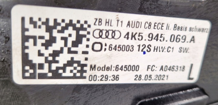AUDI A6 C8 4K BERLINE PHARE ARRIÈRE ARRIÈRE GAUCHE