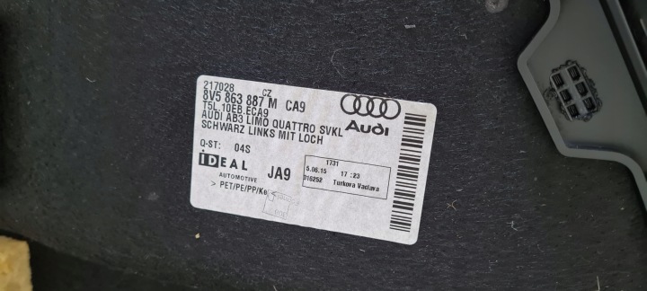 S3 8V BERLINE A3 COLLECTEUR COUVERCLES DE COFFRE GAUCHE DROIT ARRIÈRE 2 CV 8V5863887M 8V5863888F