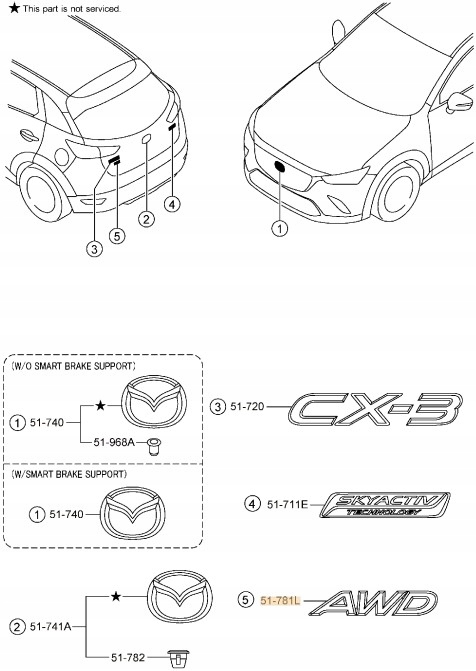 INSCRIPCIÓN EMBLEMA DE MALETERO MAZDA CX-3 DK CX-5 KF CX-9 TC AWD CROMO ORIGINAL 