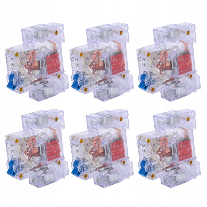12 PCS DZ47-63 1P 6-63A TRANSPARENT DISJONCTEUR MCB COMMUTATEUR 5R