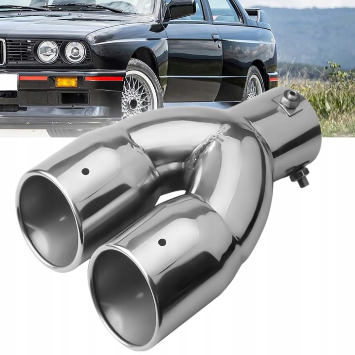 SPORTIVE EMBOUT D'ÉCHAPPEMENT DOUBLE ACIER INOXYDABLE CHROME 61MM 63MM