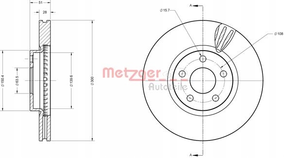 METZGER 6110814 DISCO DE FRENADO 