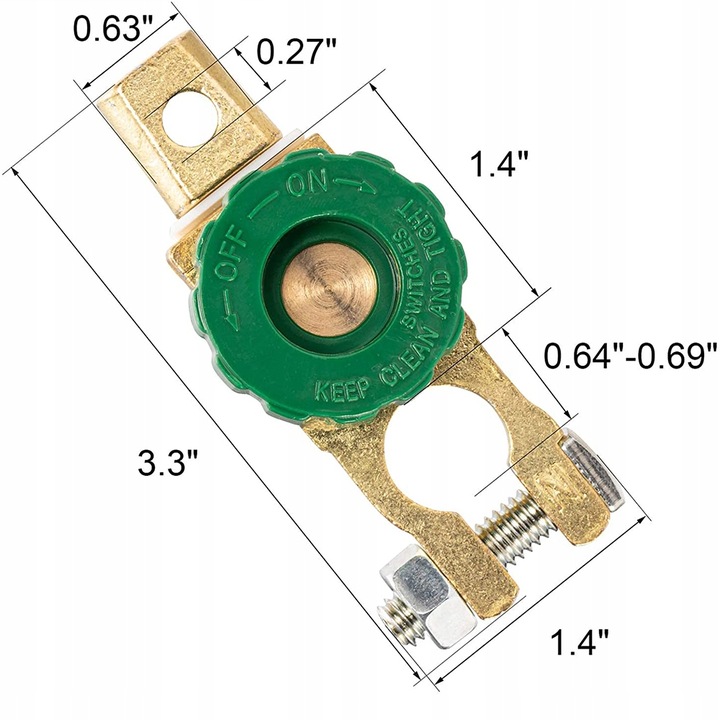 BORNE SAMOZACISKOWA INTERRUPTOR PARA BATERÍA COCHE AUTO PERNA 500A 