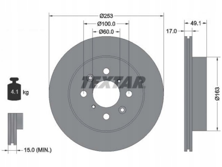 TEXTAR DISQUES FREIN AVANT 92135303