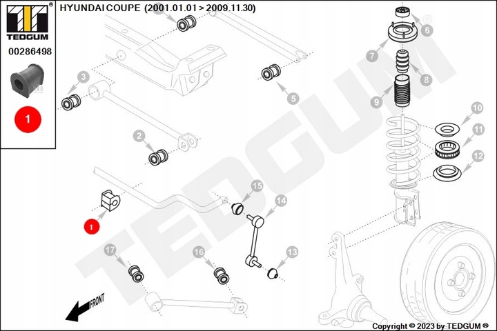 RUBBER STABILIZER REAR WEW HYUNDAI COUPE 