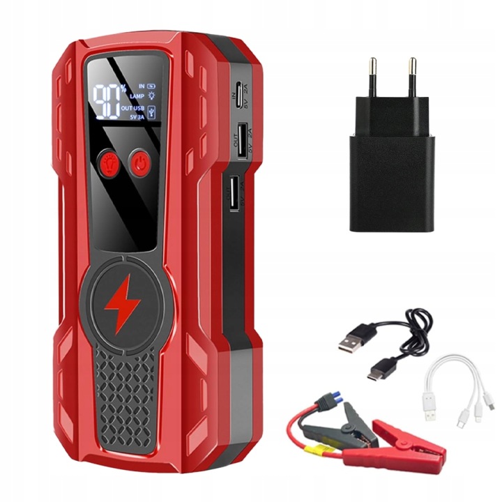 PORTABLE POWER BANK DÉMARREUR AUTOMOBILE 12V 99900MAH 500A 1000A LED SOS