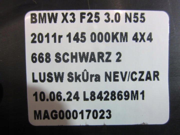 BMW X3 F25 X4 F26 DOUBLURE DE PASSAGE DE ROUE PROTECTION PLASTIQUE 7206135 51717206135