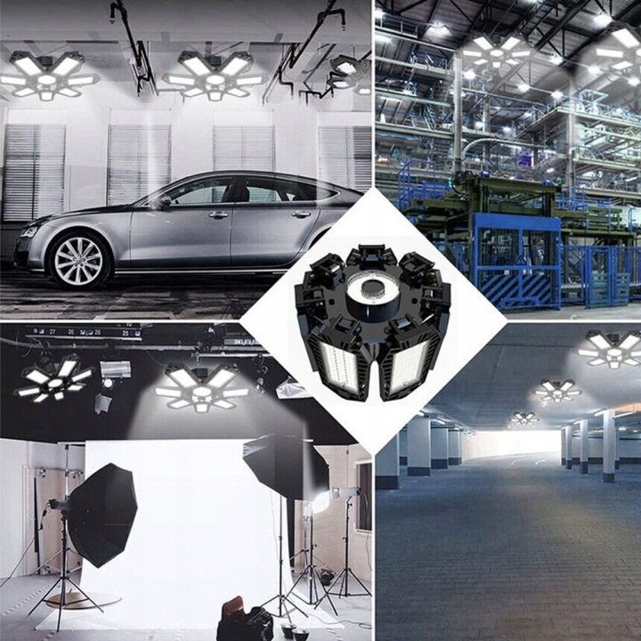 PHARE LED SUFITOWA GARAGE 200W 7 PANNEAUX LED DISTANCE 360° HAUTEUR JASNOSC