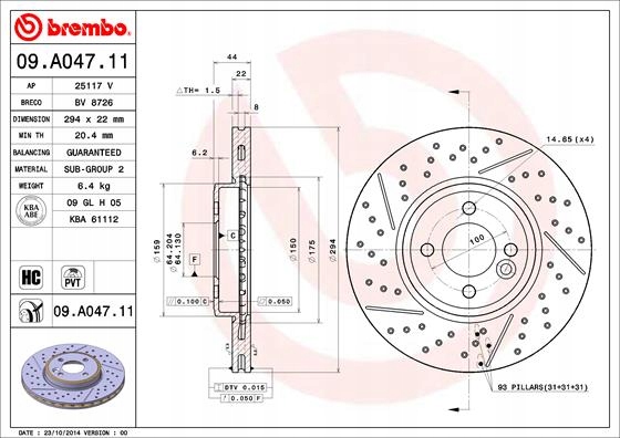 DISCOS ZAPATAS PARTE DELANTERA BREMBO MINI MINI DESCAPOTABLE 