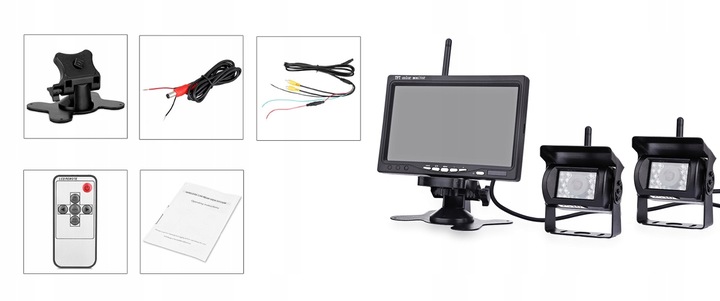 BEZPRZEWODOWY MONITOR + 2 PIEZAS CÁMARA RETROVISOR 12V/24V 