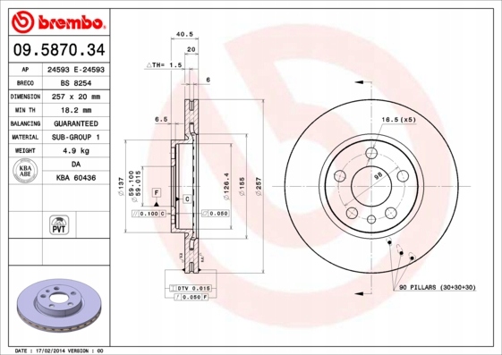 DISCOS ZAPATAS PARTE DELANTERA BREMBO PEUGEOT EXPERT CAJA 