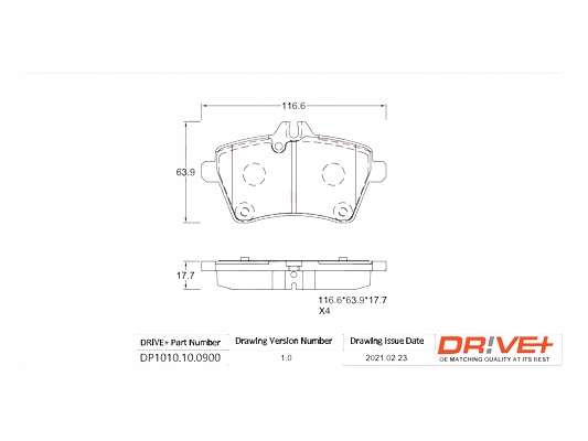 DRIVE+ ZAPATAS DE FRENADO PARTE DELANTERA MERCEDES CLASE A 04- 