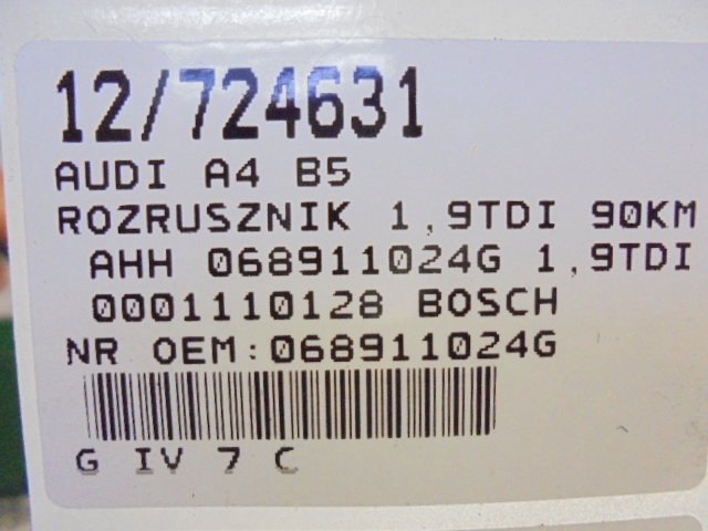 AUDI A4 B5 DÉMARREUR 068911024G 1,9TDI 0001110128