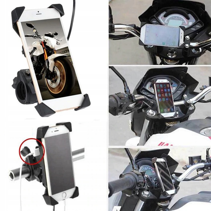 SOPORTE AL TELÉFONO GPS DISPOSITIVO DE CARGA USB 2A MOTOCICLETA 