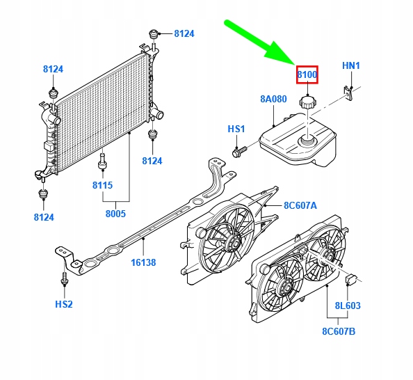 BOUCHON RADIATEUR FORD FOCUS MK1 7370374 95BB-8100-AA ORIGINAL