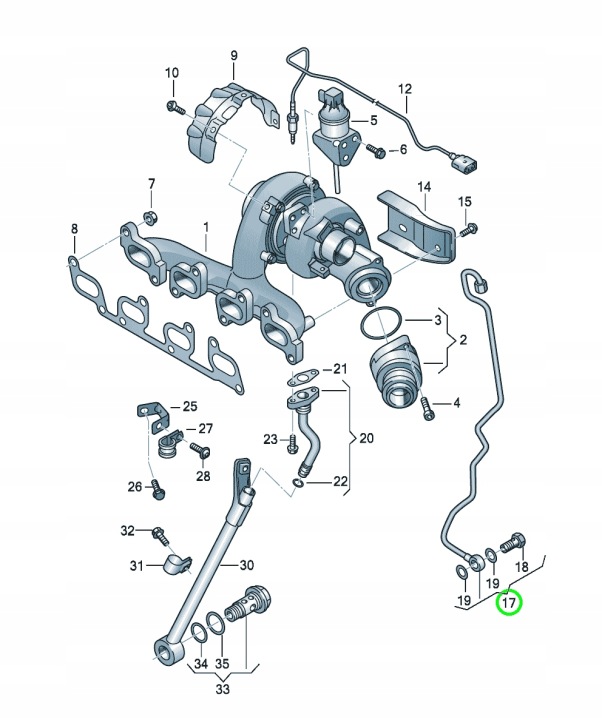 VOLKSWAGEN OE 03L145771AL FIL HUILEUX TURBOCOMPRESSEURS