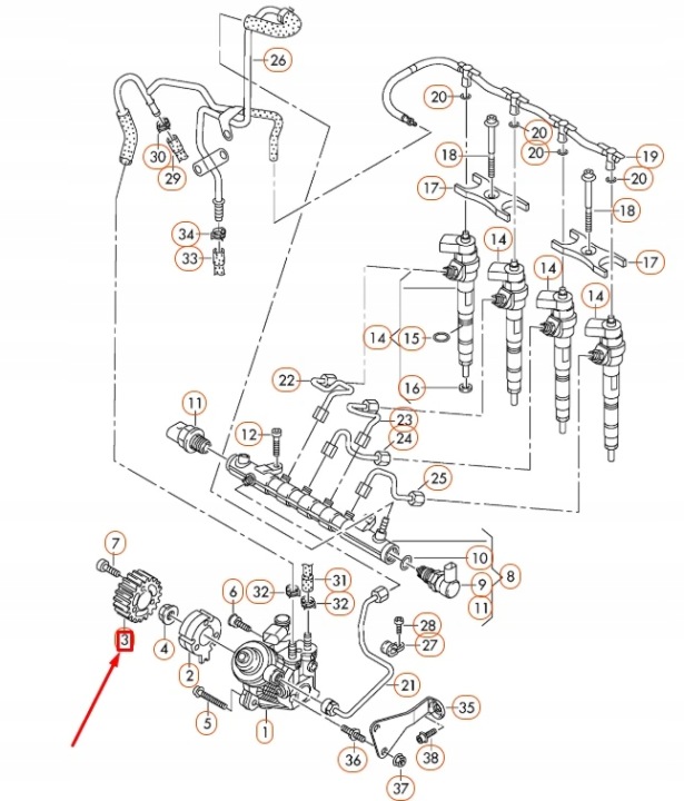 AUDI Q3 8U KOLO POULIE POMPES HAUTE PRESSION 03L130111G