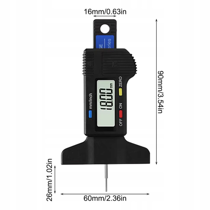 MESURE GLEBOKOSCI BIEZNIKA PNEUS NUMÉRIQUE LCD 0-25MM PRÉCIS SUWMIAKA