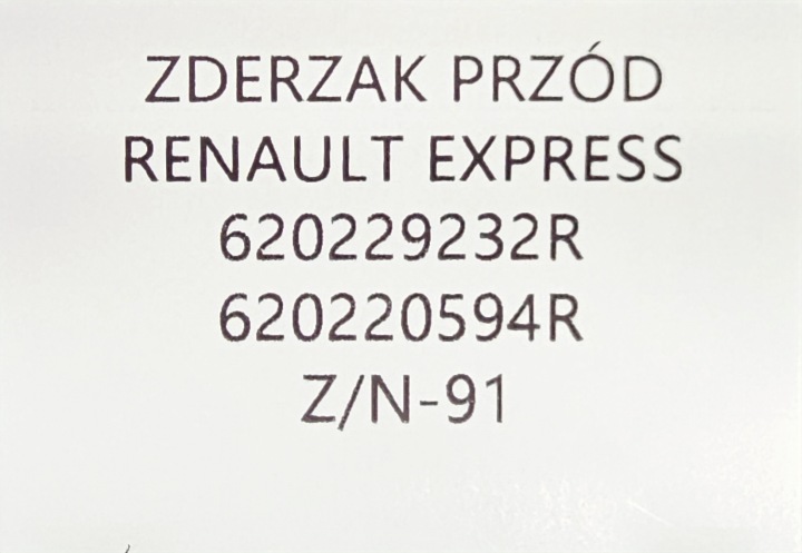 NEUF ORIGINAL PARE-CHOCS AVANT RENAULT EXPRESS 2021- 620220594R