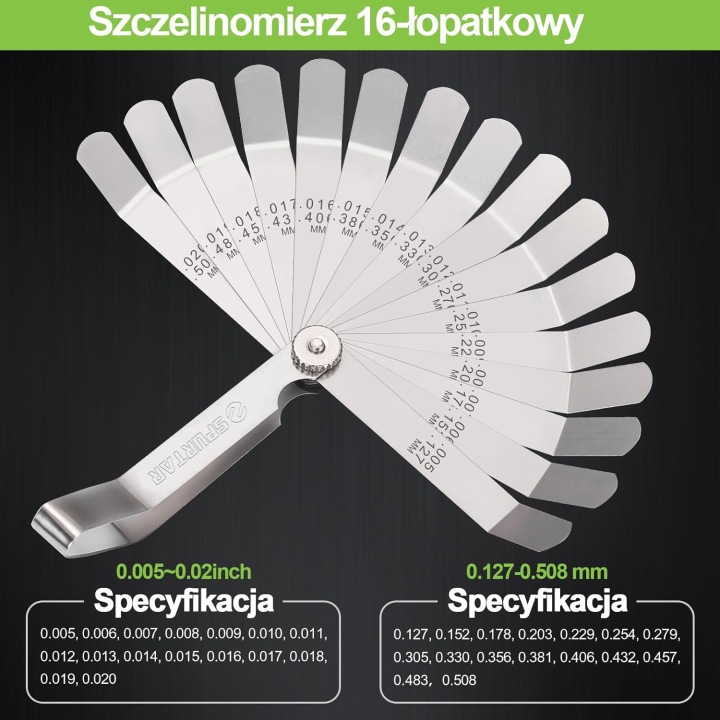 KIT 2 SZCZELINOMIERZY 32+16 OSTRZY SAE METRYCZNY PRECISION