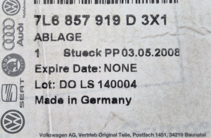 VW TOUAREG 7L CENTRAL BOÎTE À GANTS TABLEAU DE BORD INSTRUMENTATION OE 7L6857919D 3X1 NOIR