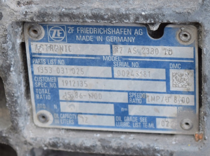 BOÎTE DE VITESSES AUTOMATE ZF ASTRONIC 12 AS 2330 TD