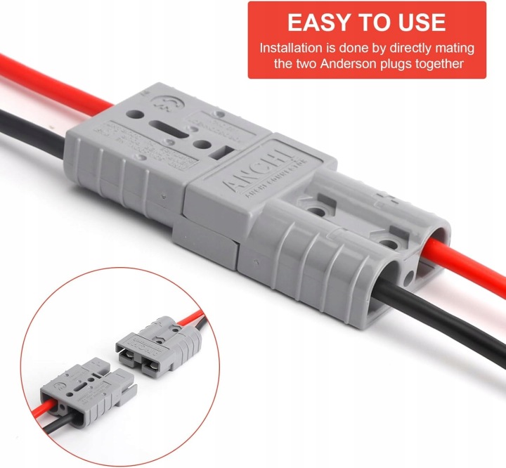 PUCE ANDERSON 50A 600V CÂBLE JOINT TORIQUE 12AWG BATTERIE