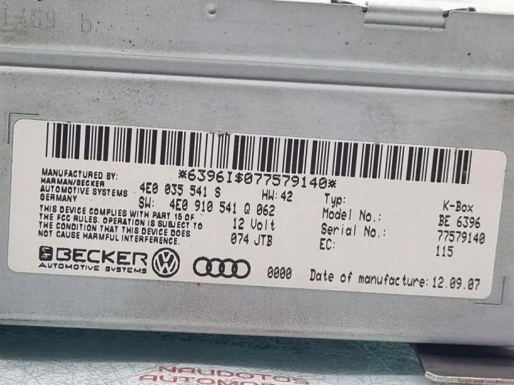 RADIO AVEC NAVIGATION AUDI 4E0035541S 3.0L DIESEL 2007