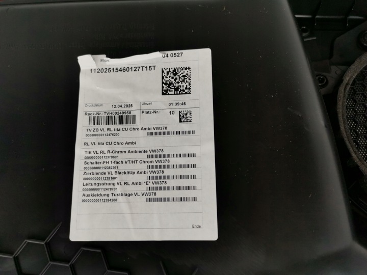 COLLECTEUR GARNITURE PORTES GAUCHE AVANT VW TOURAN 5TB867011 NEUF ORIGINAL