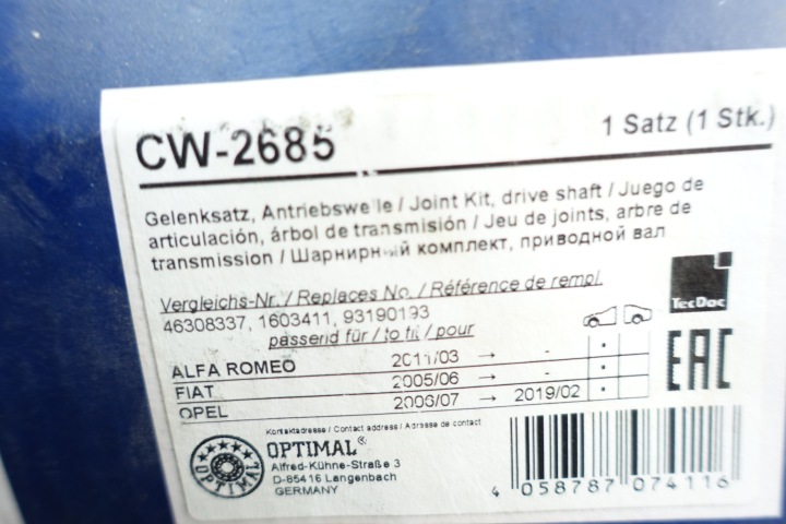 JOINT HOMOCINÉTIQUE OPTIMAL CW-2685
