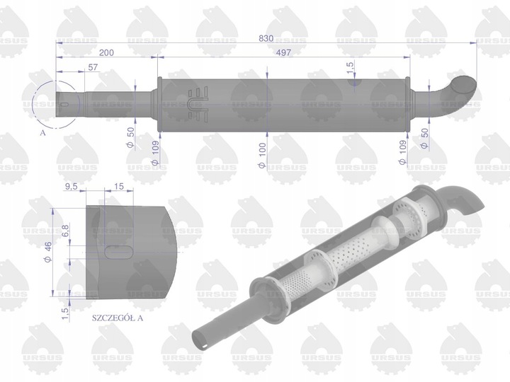 DUSLINTUVAS APSKRITAS TRUMPAS 830MM 4.1KG C-330 ORIGINALAS nuotrauka 2