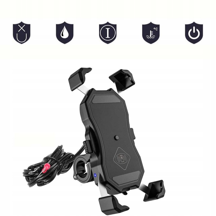 POIGNÉE MOTOCYCLETTE SUR TÉLÉPHONE ANTYWIBRACYJNY CHARGEUR INDUKCYJNA 15W USB