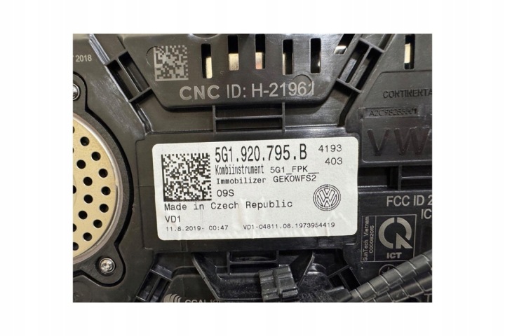 COMPTEUR VW GOLF VII (5G1, BQ1, BE1, BE2) 5G1920795B ÉLECTRIQUE 2019