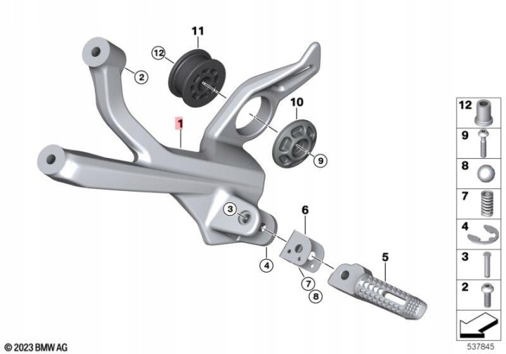 PODNOZEK ARRIÈRE SET DROIT BMW R12 KR3 NINE-T 5A65BB7